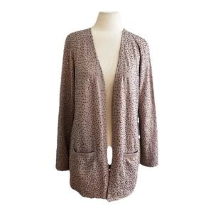 JOAN RIVERS Sweater Sz S beige Cardigan Long sequins Open Front Granny Core